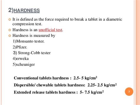 tablet hardness test acceptance criteria